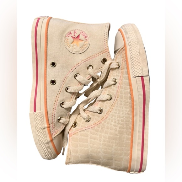 Converse Girls Chuck Taylor EVA Lift Hi Sneakers Ivory Size 13.5 Glazed - Picture 6 of 10